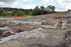 
Main heat flue, south coke oven battery but also showing [red brick] coal hopper for a Sheppard Feldspar washer, Cyfarthfa Ironworks, September 2013